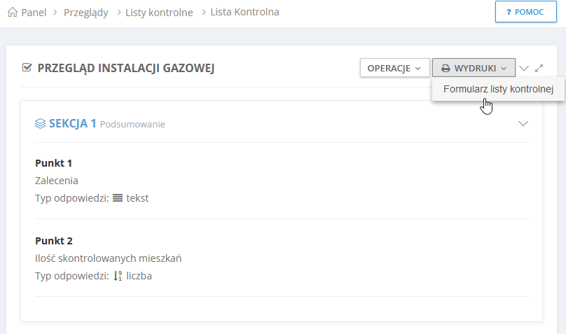 listy kontrolne przeglądów Mieszczanin
