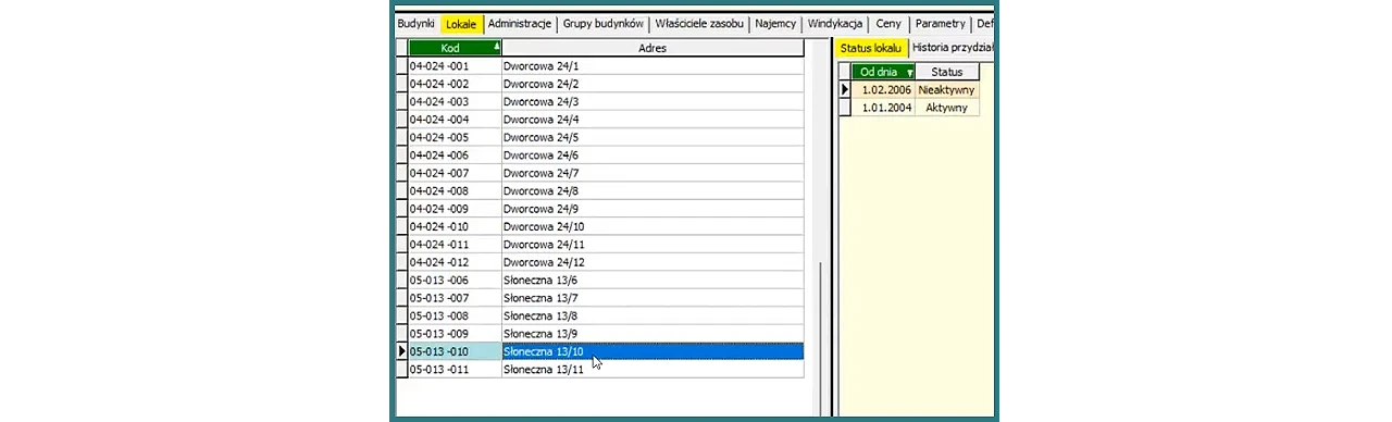 status lokalu program Mieszczanin